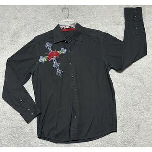 Decree Y2K Mens Size L Gothic Grunge Black Moto Affliction‎ Style Tattoo